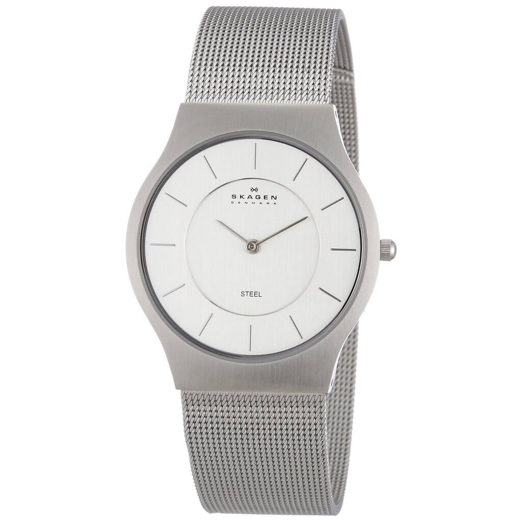 Skagen Men's 233LSS Stainless Steel White Dial Quartz Watch