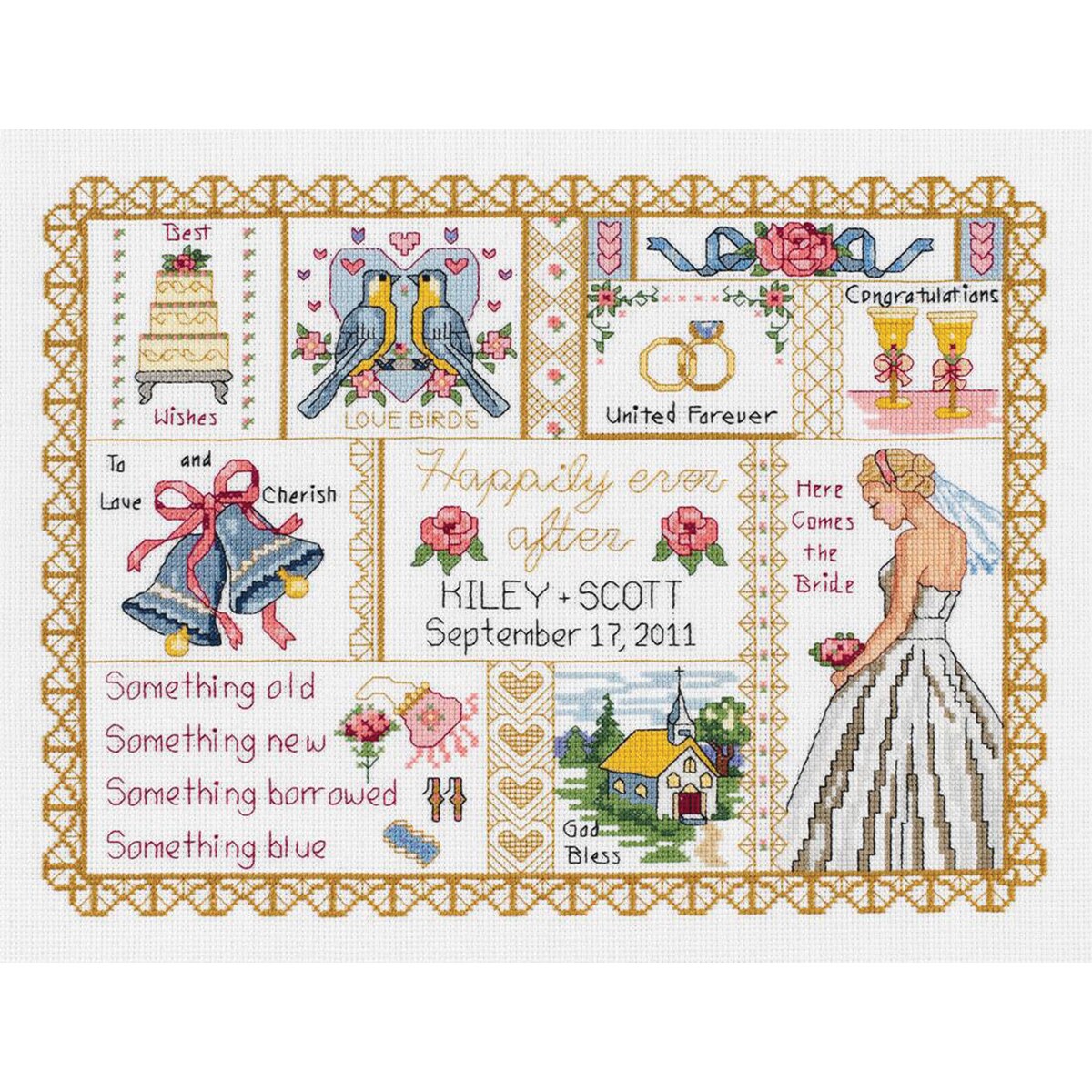 Wedding Collage Counted Cross Stitch Kit 13 1/4x10 14 Count