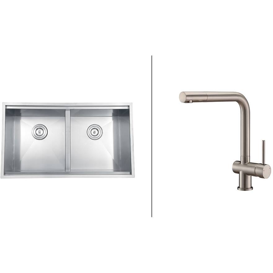 Ruvati Stainless-Steel Undermount Kitchen Sink/Brushed Nickel Faucet Set