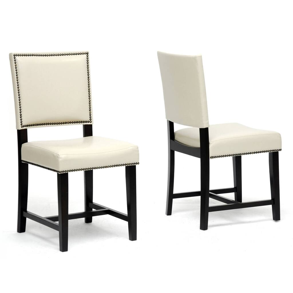Baxton Studio Nottingham Cream Faux Leather Modern Dining Chairs (Set of 2)