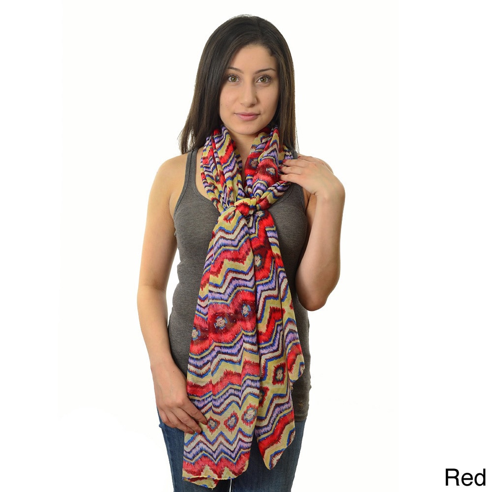 La77 La77 Womens Zigzag Scarf Red Size One Size Fits Most