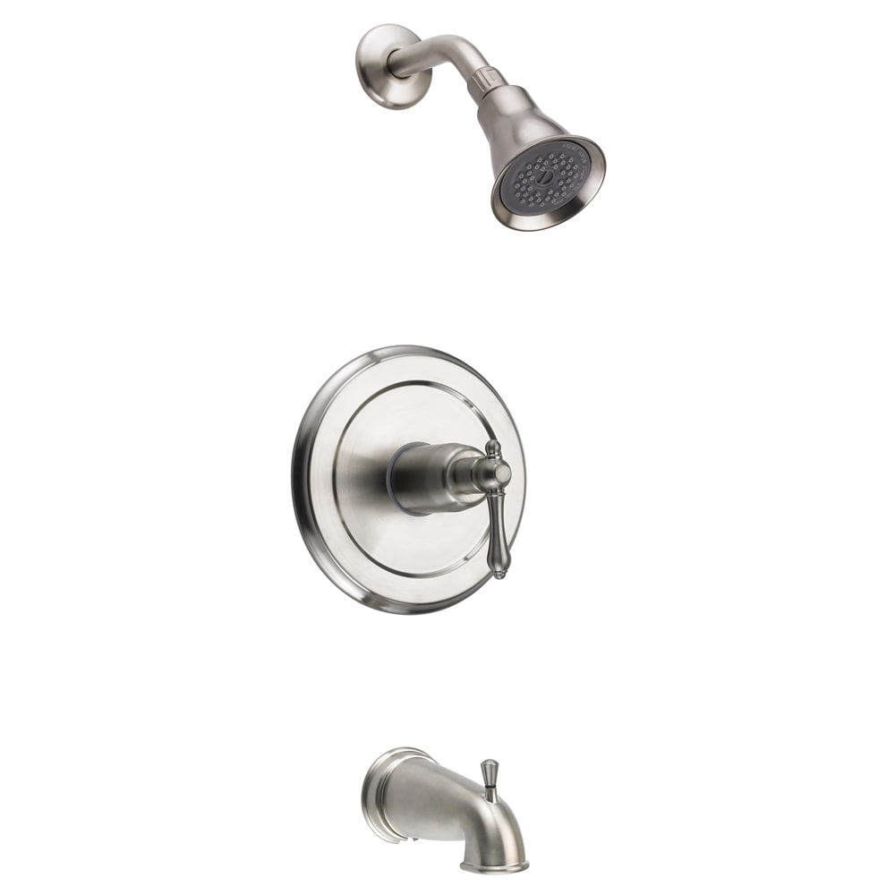 Fontaine Bellver Brushed Nickel Single Handle Tub And Shower Faucet With Valve Set