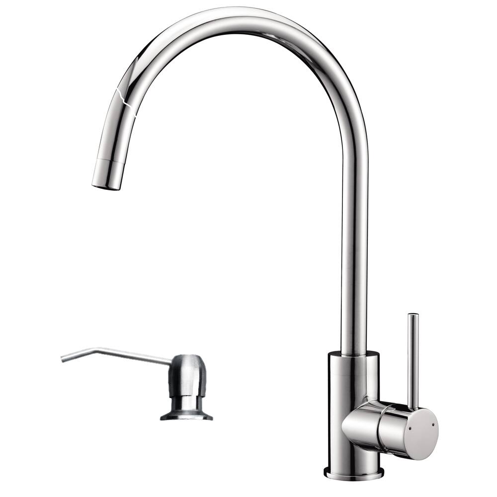 Ruvati Polished Chrome Single Handle Kitchen Faucet with Soap Dispenser