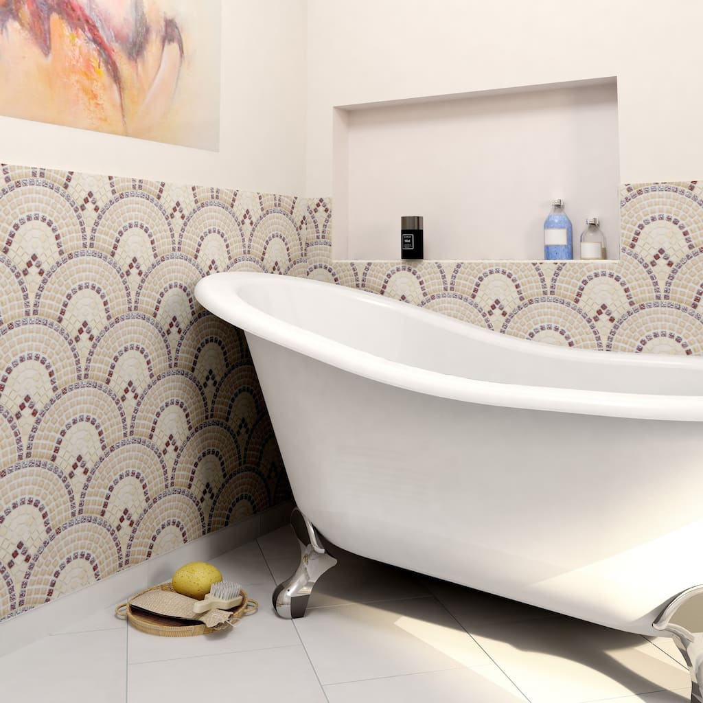 Merola Tile 9.75x11.75-inch Reflections Arch Spice Glass and Stone Mosaic Wall Tile (10 tiles/5 sqft.)