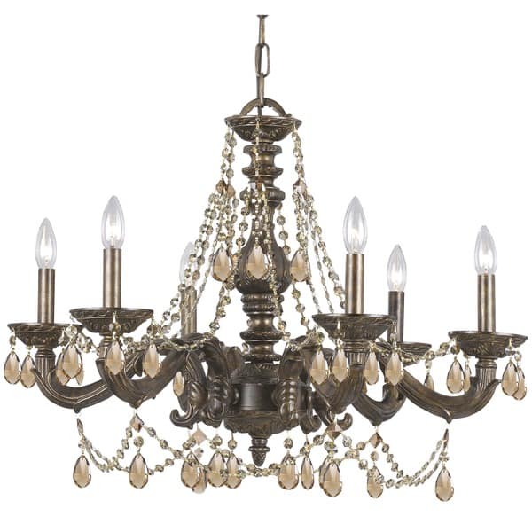 slide 2 of 2, Crystorama Sutton Collection 6-light Venetian Bronze Chandelier