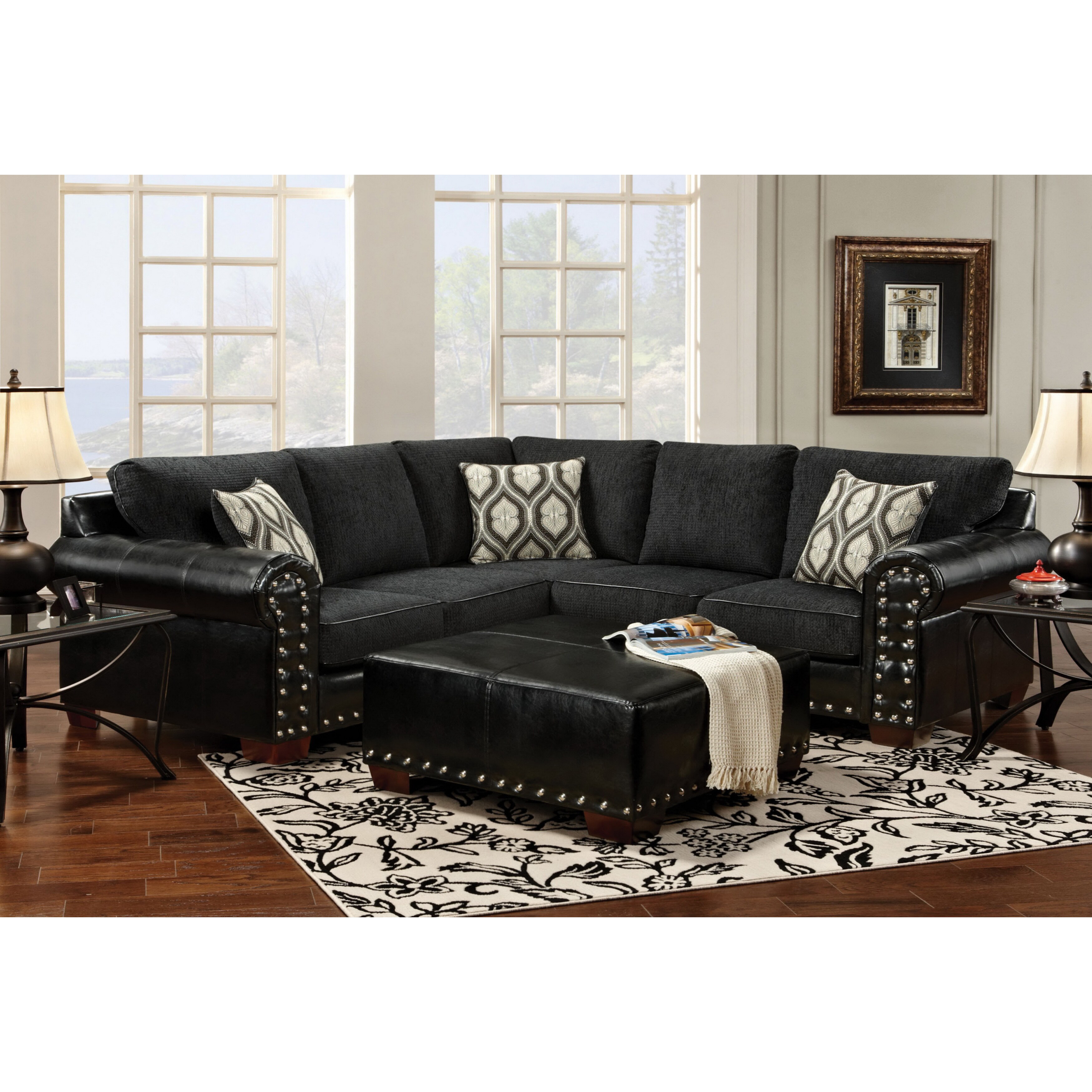 Shop Furniture of America Charlotte Ebony Finish Sectional Free