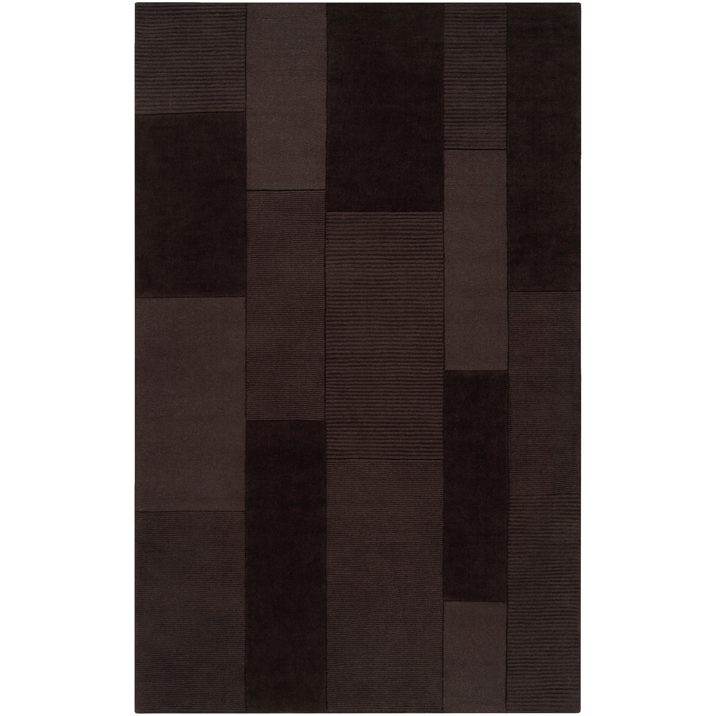 Hand crafted Solid Casual Dark Brown Petersburg Wool Rug (2 X 3)