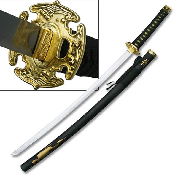 Master Cutlery Anime Cosplay Samurai Sword with Gold Color Flaming Pattern