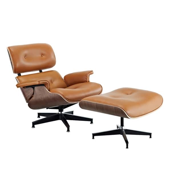 Grens Gesprekelijk ZuidAmerika Eaze Terracotta Leather/ Dark Walnut Lounge Chair - Overstock - 7191352