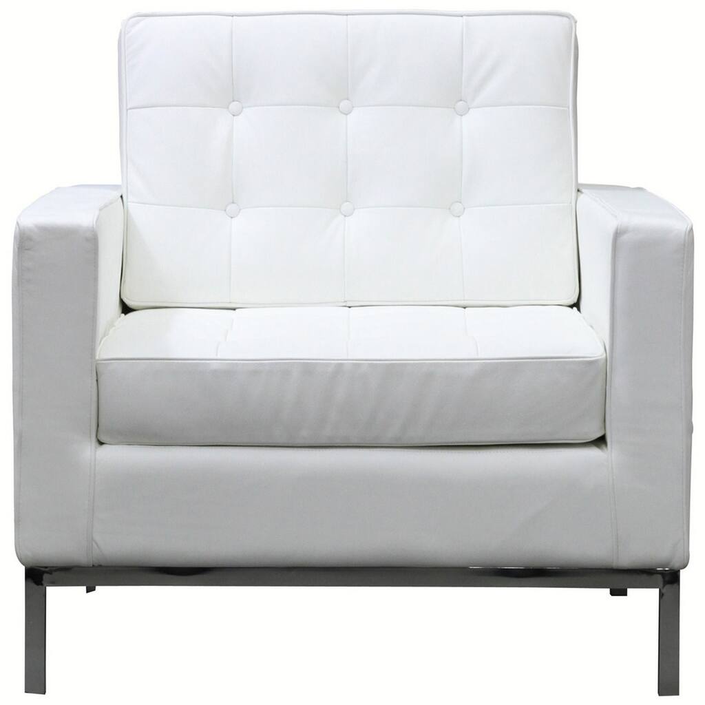 Florence Cream White Genuine Leather Armchair