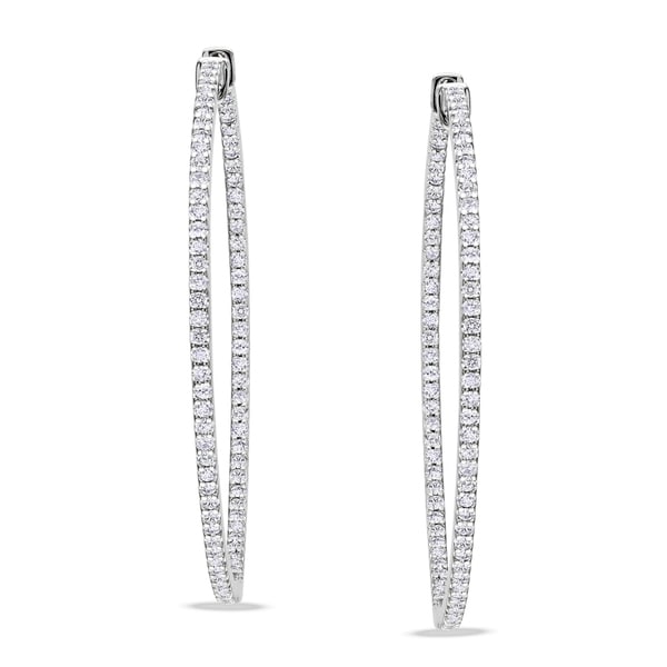 Miadora Design 14k White Gold 1ct TDW Diamond Hoop Earrings (G H, SI1