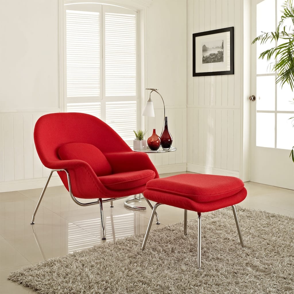 Eero Saarinen Style Chair/ Ottoman Set