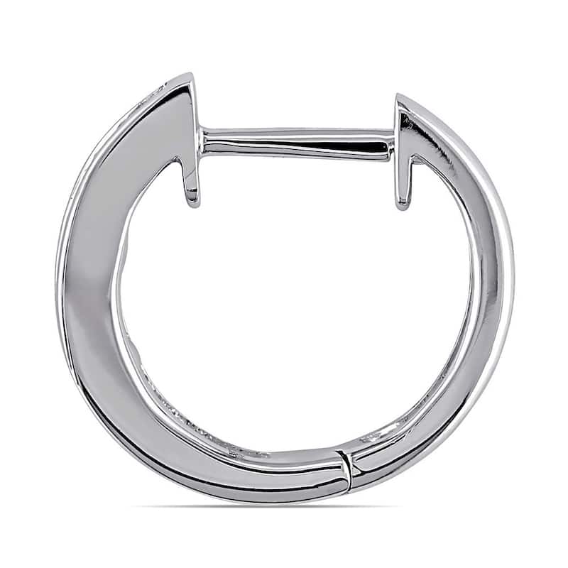 Miadora 10k White Gold 1/4ct TDW Channel-set Diamond Hoop Earrings