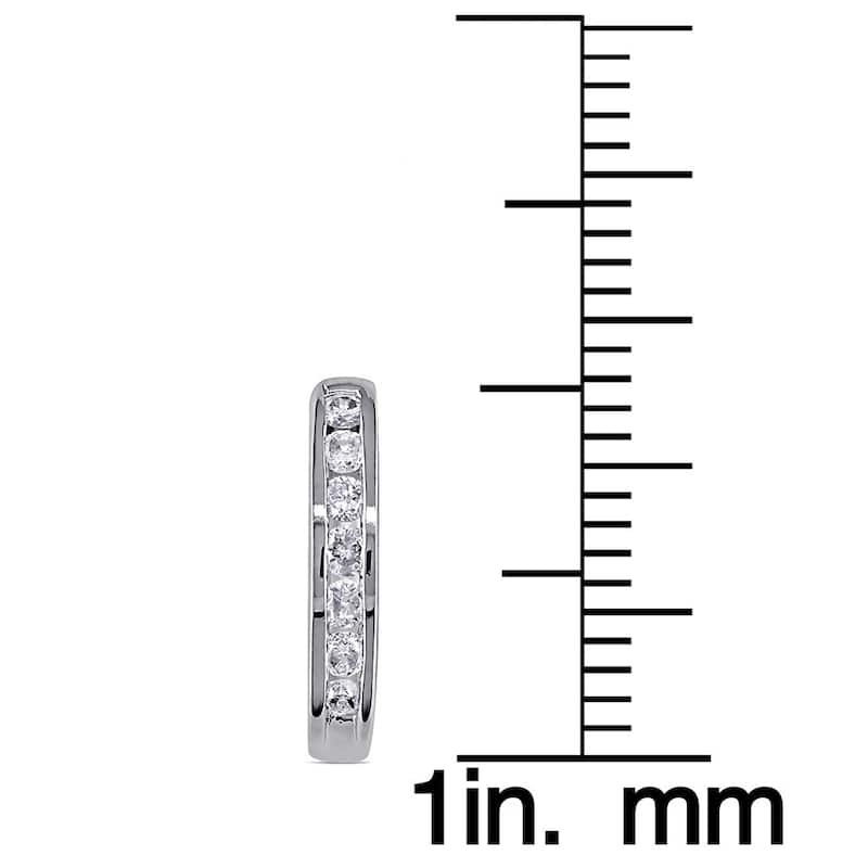 Miadora 10k White Gold 1/4ct TDW Channel-set Diamond Hoop Earrings