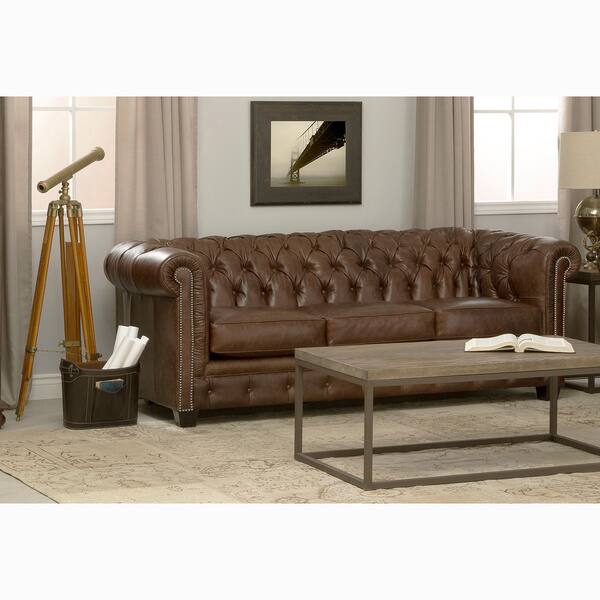 Shop Black Friday Deals On Hancock Tufted Distressed Brown Leather Chesterfield Sofa On Sale Overstock 7191523