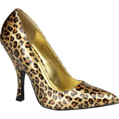 Women's Pin Up Bombshell 01 Gold Cheetah Patent Leather