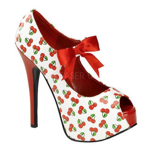 Women's Pin Up Teeze 25-3 White/Red Cherry Patent Leather