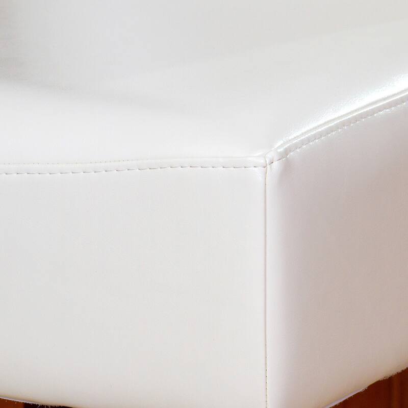 Lopez 26-inch Ivory Leather Counter Stools (Set of 2) by Christopher Knight Home - 22.25" D x 18.00" W x 36.50" H