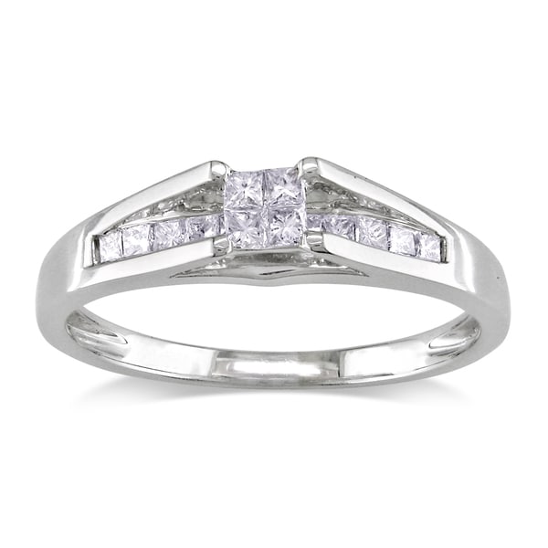 14k White Gold 1/2ct TDW Princess Diamond Engagement Ring (H I, I1 I2)