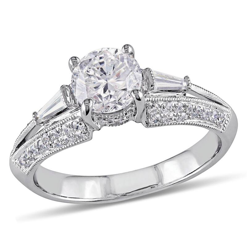 Miadora Signature Collection 14k White Gold 1 1/2ct TDW Taper Baguette Diamond Ring