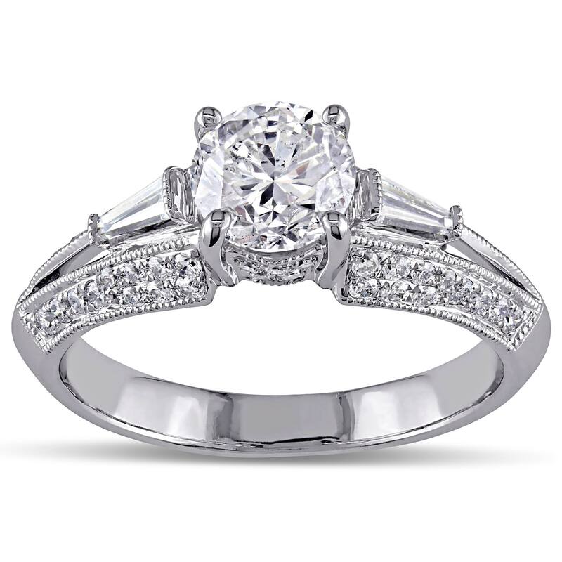 Miadora Signature Collection 14k White Gold 1 1/2ct TDW Taper Baguette Diamond Ring - 7.5
