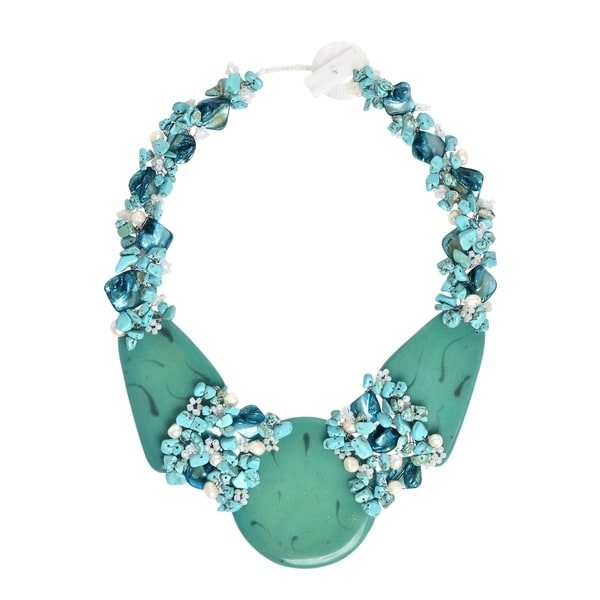 Handmade Mystique Moon Stone Slab Statement Necklace (Philippines)