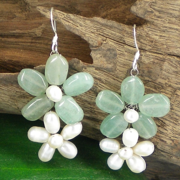 Sweet Floral Connections Natural Stone Earrings (Thailand) Earrings