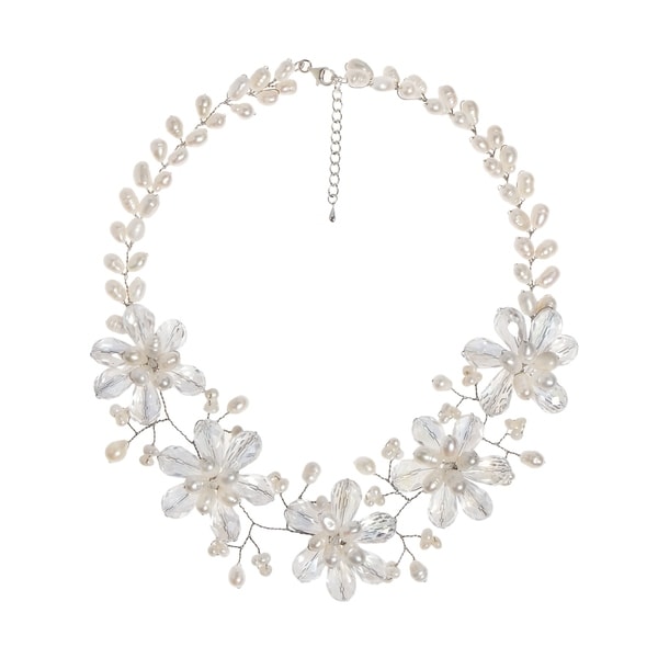 Shop Handmade Floral Garden Freshwater Pearl Statement Necklace ...