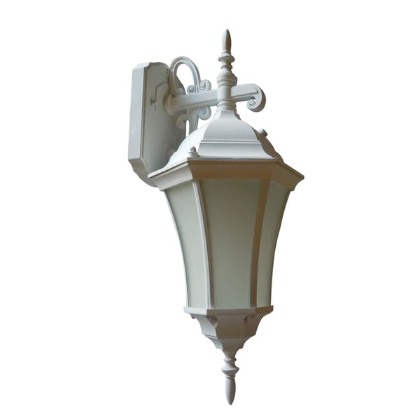 Frosted 1 light White Wall Lantern with Photo Cell Sconces & Vanities