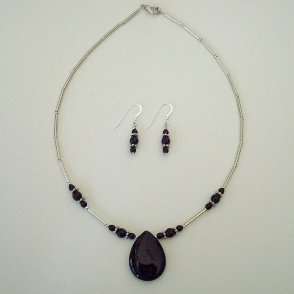 Jewelry by Dawn Black Onyx Teardrop Necklace And Earring Set Jewelry by Dawn Jewelry Sets