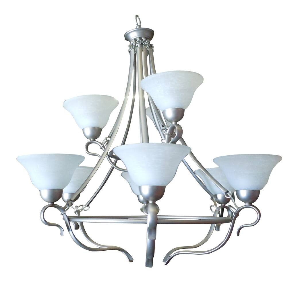 Nine Light Satin Nickel Chandelier