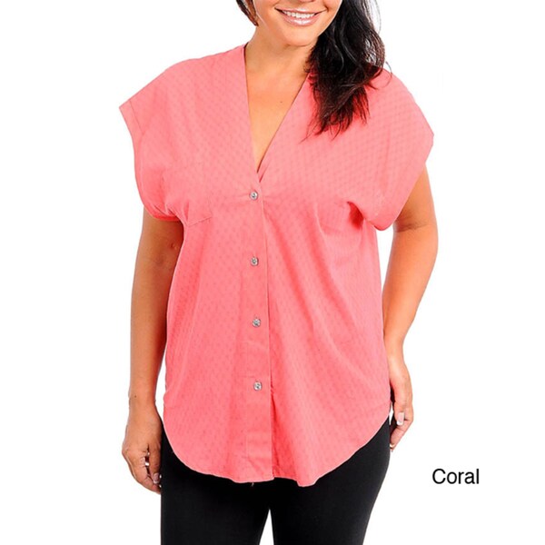 Stanzino Women's Plus Size Casual Button Down Top