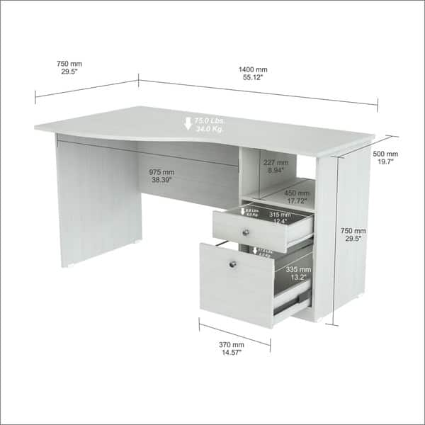 Inval Laricina White Modern Curved Top Desk Overstock 7194398