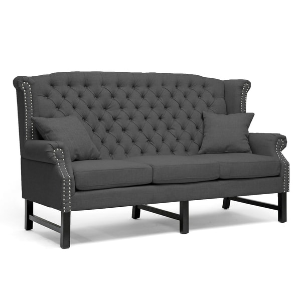 Owstynn Gray Linen Modern Banquette Bench