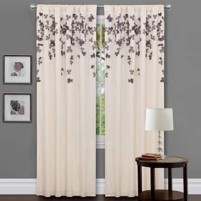 Lush Decor 84-in. Ivory/Purple Faux Silk Flower Drop Curtain Panel - 42"w x 84"l