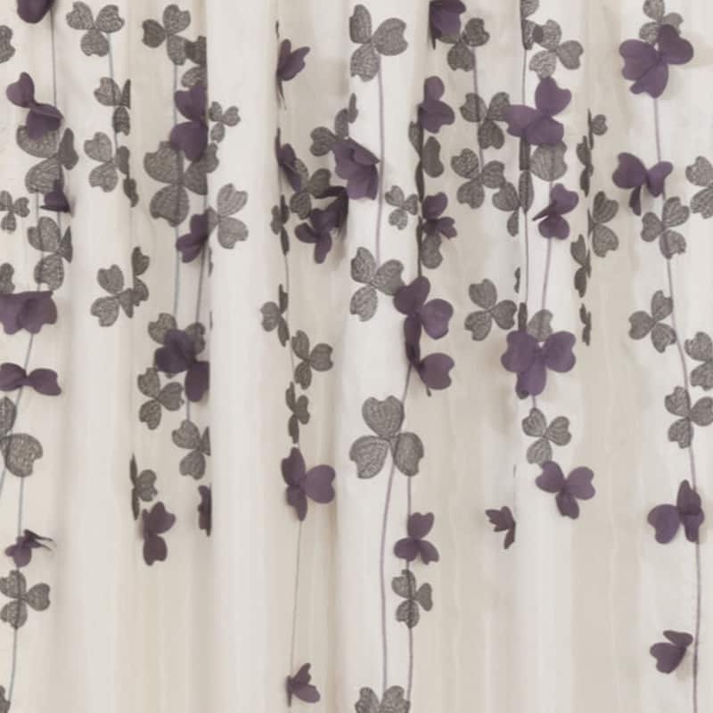 Lush Decor 84-in. Ivory/Purple Faux Silk Flower Drop Curtain Panel - 42"w x 84"l