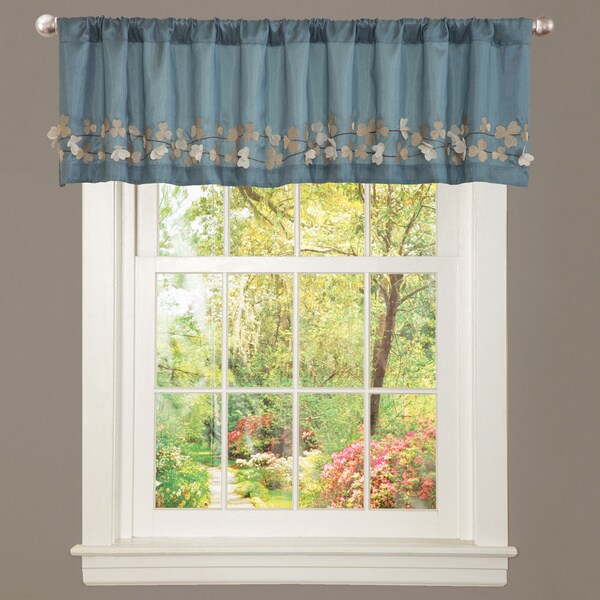 Lush Decor Blue Faux Silk Flower Drop Window Valance Free Shipping On
