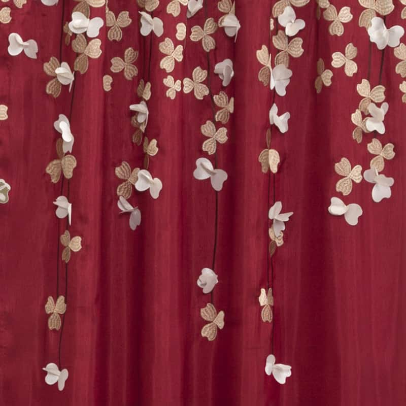 Lush Decor Red Faux Silk 84-inch Flower Drop Single Curtain Panel - 84 Inches