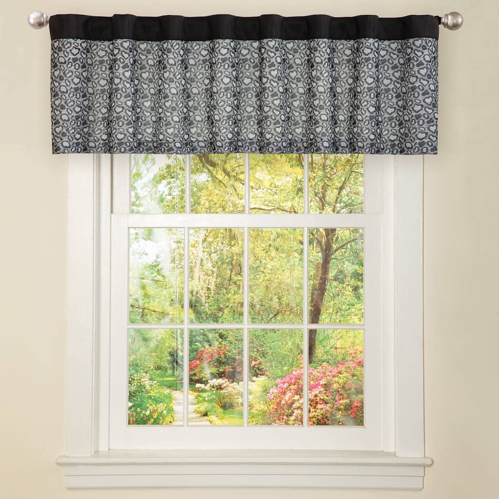 Lush Decor Black Faux Silk Leopard Window Valance