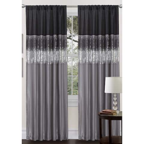 Silver Orchid Page Two-tone Faux Silk Single Curtain Panel