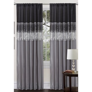 Silver Orchid Page Two-tone Faux Silk Glamorous Sequins Sparkle Single Curtain Panel
