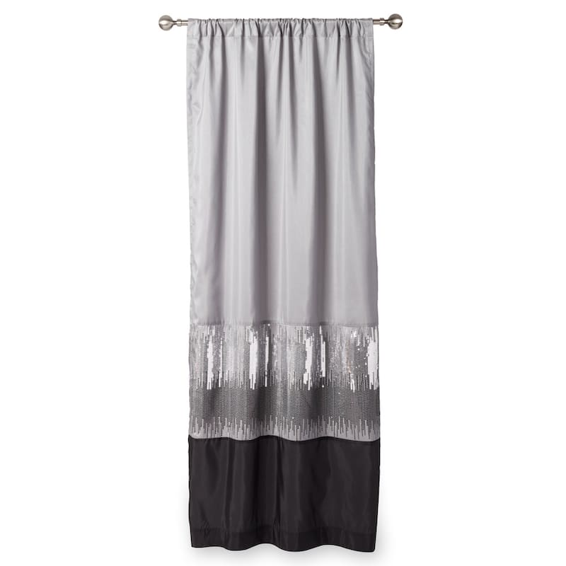 Silver Orchid Page Two-tone Faux Silk Glamorous Sequins Sparkle Single Curtain Panel