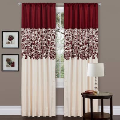 Lush Decor Red Faux Silk 84-inch Estate Garden Curtain Panel - 54"w x 84"l