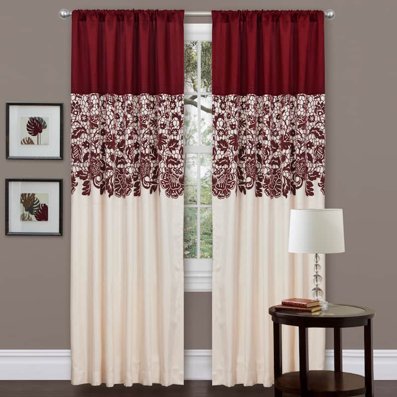 Lush Decor Red Faux Silk 84-inch Estate Garden Curtain Panel - 54"w x 84"l