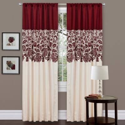 Lush Decor Red Faux Silk 84-inch Estate Garden Curtain Panel - 54"w x 84"l
