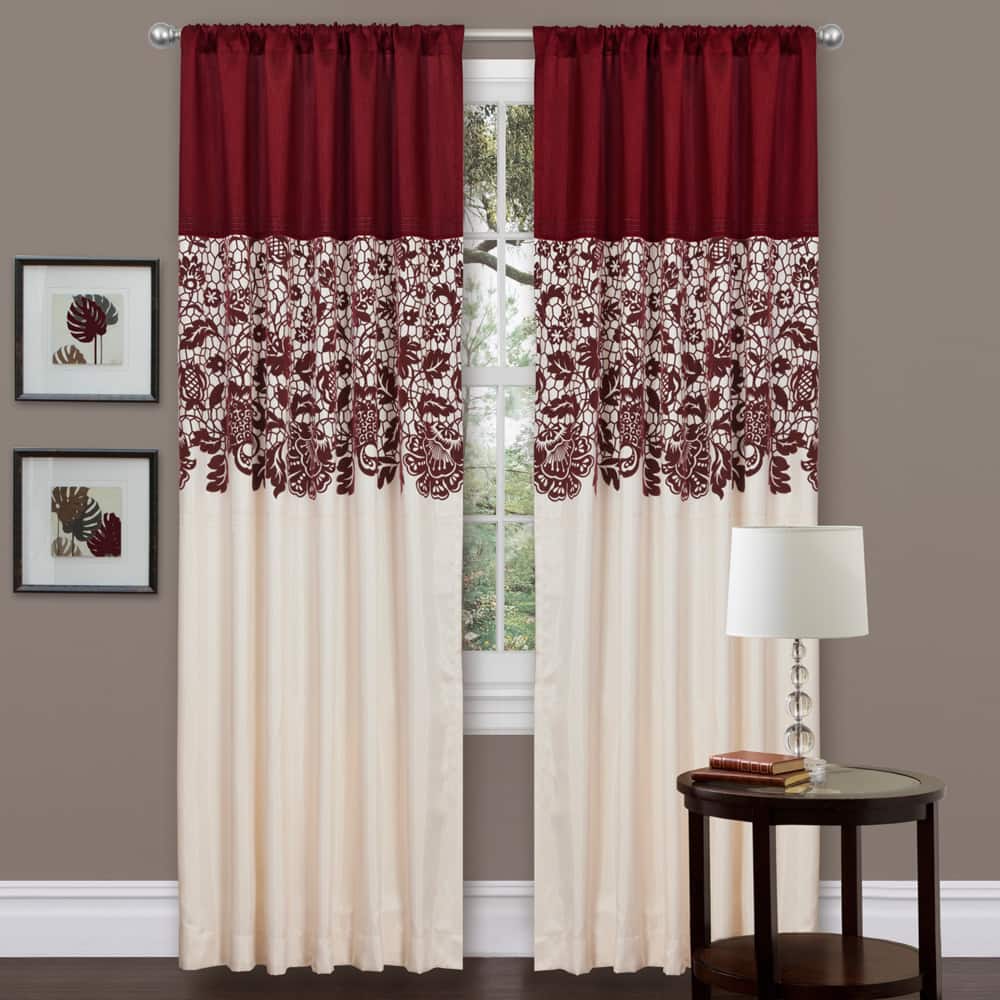 Lush Decor Red Faux Silk 84-inch Estate Garden Curtain Panel - 54"w x 84"l