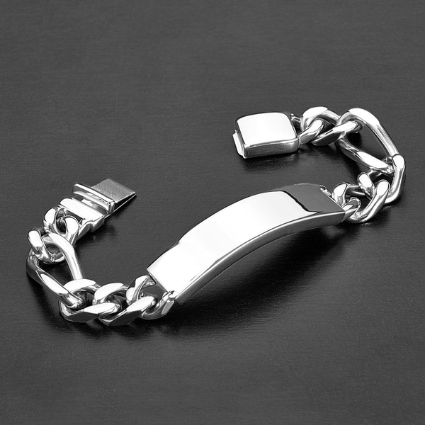 White 9-Inch 20mm Crucible Jewelry Mens Stainless Steel Lords Prayer Curb Chain ID Identification Bracelet