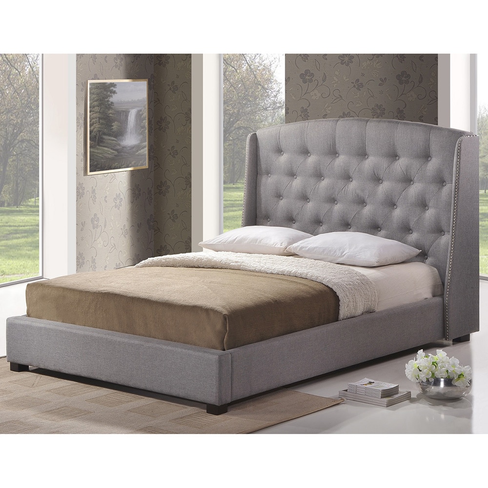 Baxton Studio Ipswich Dark Gray Linen Modern Platform Bed Bed