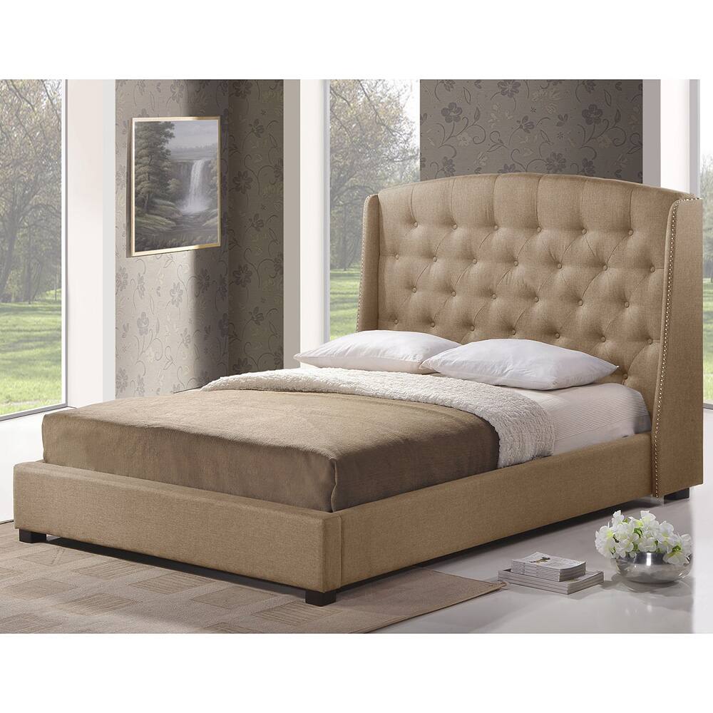 Baxton Studio Ipswich Beige Linen Modern Queen Platform Bed