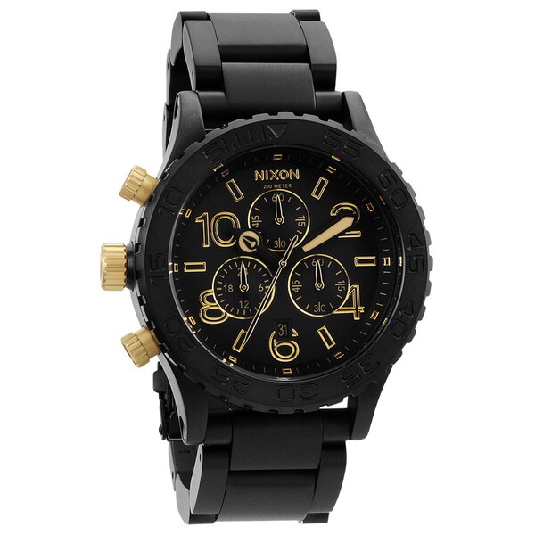 Nixon Men's 42-20 Matte Black and Gold Chronograph Watch - Free